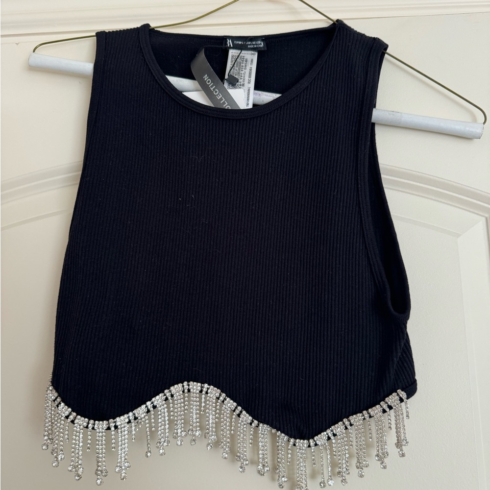 NWT Zara Rhinestone Crop Top